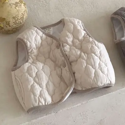 Korean Style Quilted Vest for Baby Girls Winter