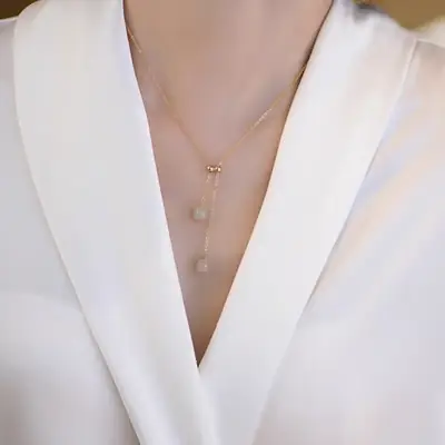 Elegant Hetian Jade Necklace for Women V-Neck