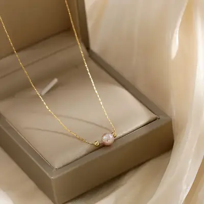 Natural Freshwater Pearl Necklace for Women Gold Beads