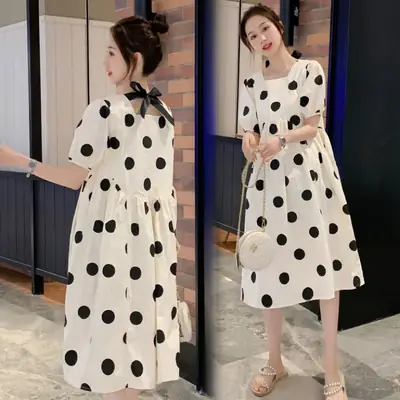 Maternity Polka Dot Western Dress Plus Size