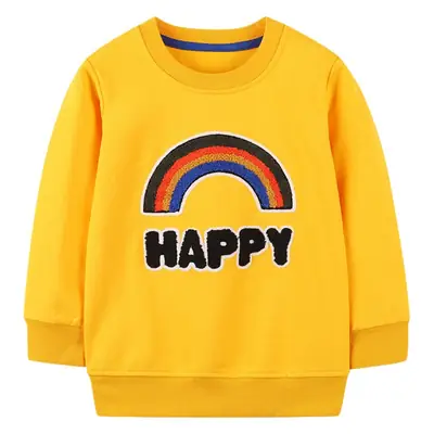 Yellow Rainbow "Happy" Long Sleeve Sweatshirt for Boys