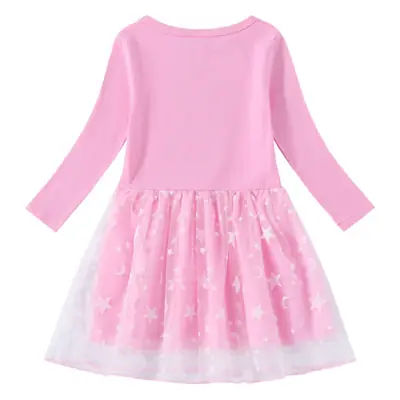 2023 Cotton Princess Dress for Girls Blue Star Moon Design