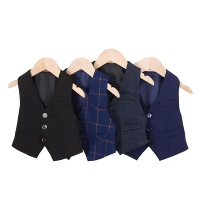 Summer Boys Vest Suit Cream Slim Fit Button Front