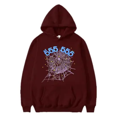 Maroon Spiderweb Graphic Hoodie for Men