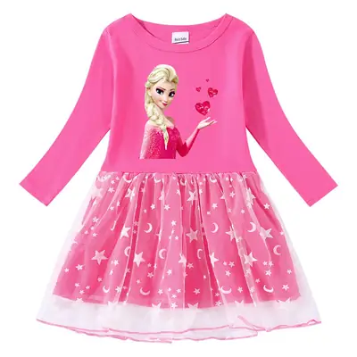 2023 Cotton Princess Dress for Girls Blue Star Moon Design