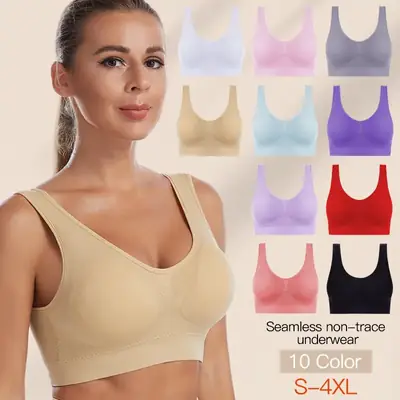 Wireless Sports Bra Pink Plus Size Push Up Yoga Vest