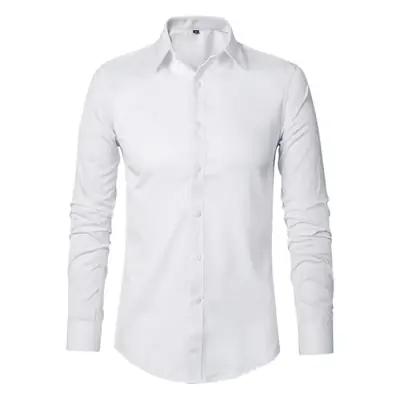 Men's Green Silk Slim Long Sleeve Shirt Large Plus