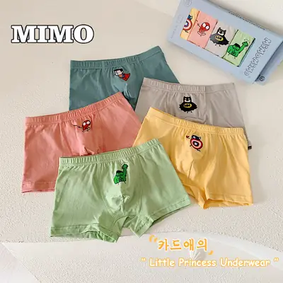 Mimo Men's Cotton Boxer Shorts 3Pcs Anti-Bacterial Cute Cartoon