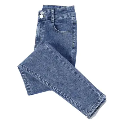 Women Skinny Jeans Black Grey Leg Long High Waist Korean Style