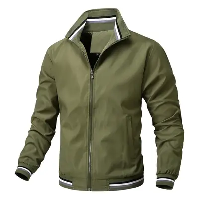 Men's Black Full-Zip Casual Jacket with Cross-Border Design