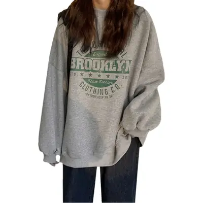 Women's Grey Hooded Sweatshirt 2025 Autumn New