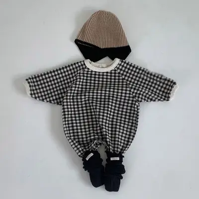 Baby Long Sleeve Black White Jumpsuit for Newborns