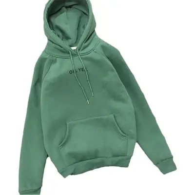 Green Women's Hooded Velvet Pullover Hoodie