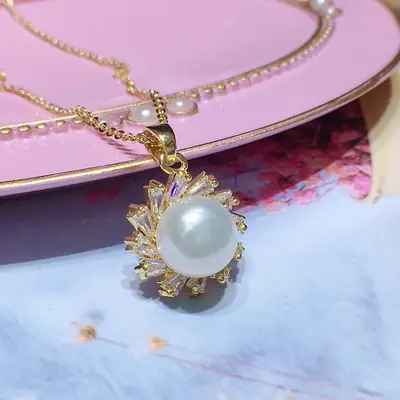 Korean Pearl Pendant Women 9mm Elegant Jewelry