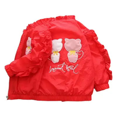 Girls Red Baseball Coat 2025 Spring Wear Large