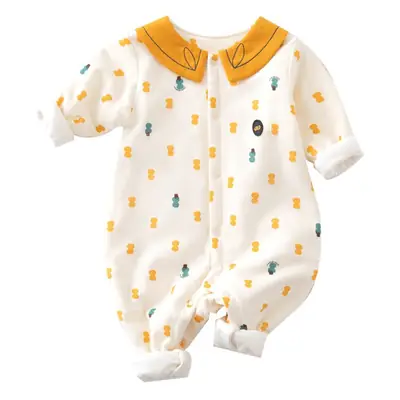 Baby Cotton Quilted Jumpsuit Yellow Collar Newborn
