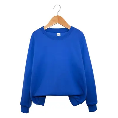 Blue One-Color Sweatshirt for Girls Boys Spring Autumn
