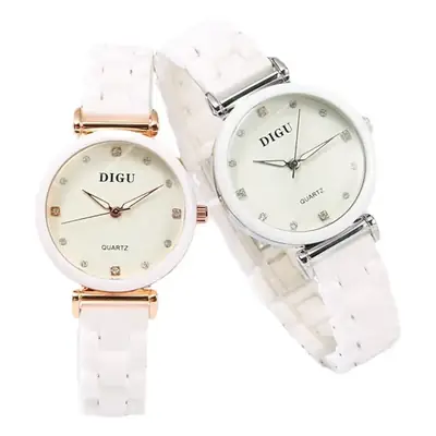 Classic Women's Watch Silver Ceramic White Waterproof
