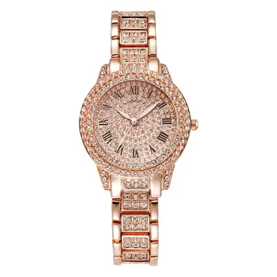 Luxury Diamond Women's Watch Silver Roman Dial