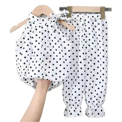 Red Polka Dot Chiffon Girls Suit Small Medium