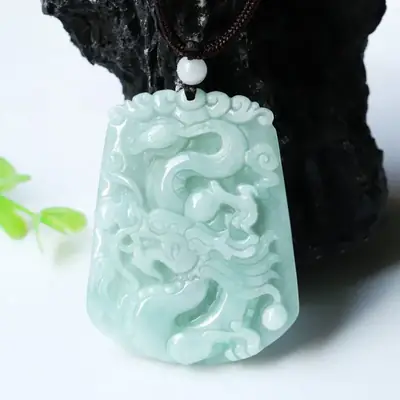 Guan Yu Dragon Pendant Necklace Jade Natural Burmese Grade