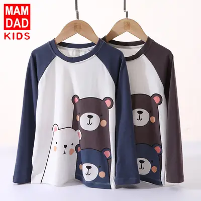 Boys Cotton Bear Print Long Sleeve T-Shirt