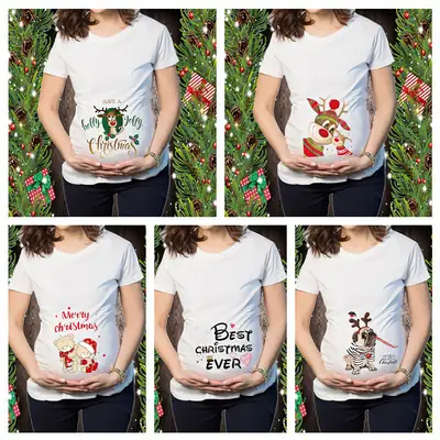 Short Sleeve Christmas Elk Snowman Print T-Shirt