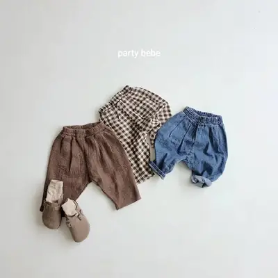 Baby Cotton Pants Beige Korean Style Casual Set