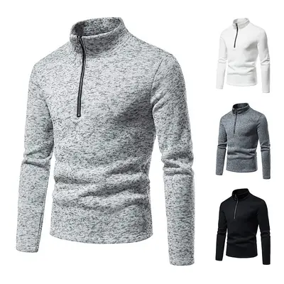 Men's 2025 Zipper Turtleneck Sweatshirt Set Grey Black White