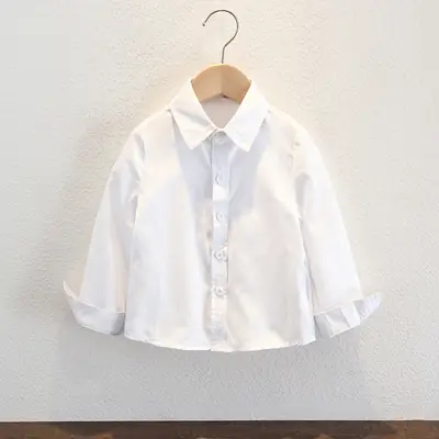 Children's Long Sleeve Cotton Shirt Light Blue