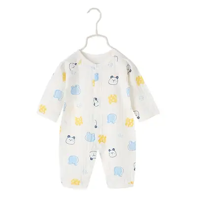 Baby's Cotton Printed Sleep Suit White Yellow