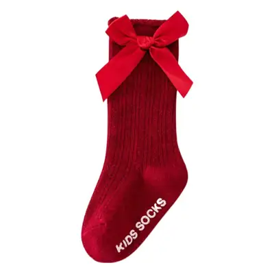 Baby Bow Mid-Calf Socks for Boys Girls Solid Color