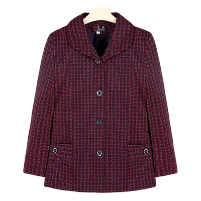 Old Lady Lapel Jacket Navy Blue 60-70yo Spring Autumn