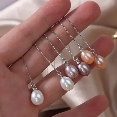 Natural Fresh Water Pearl Earrings for Women S925 Silver