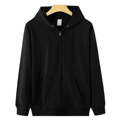 Men Full Zip Hoodie White Cotton Hooded Sweatshirt