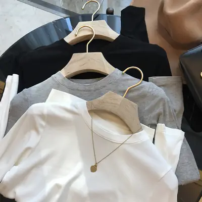 Black Long Sleeve T-Shirt Round Neck Base