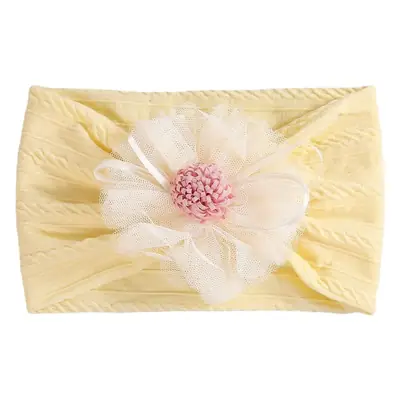 Baby Jacquard Hair Band with Pink Flower Accent