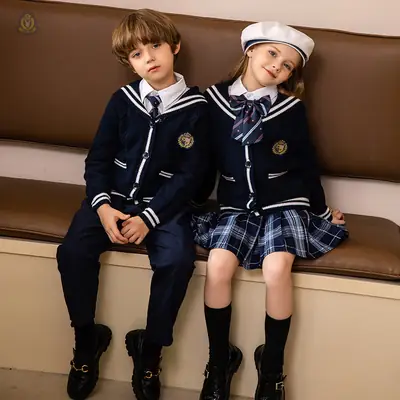 Children British Style Navy School Uniform 3-Piece Set