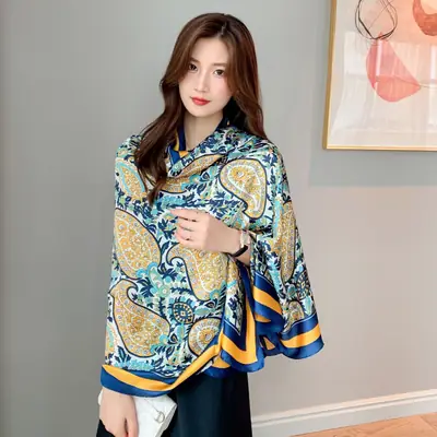 Women's Printed Silk Scarf with Toe Length Design