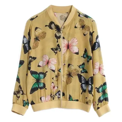 Chiffon Floral Zipper Jacket Large Women 2025