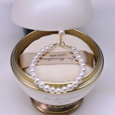 Women's Pearl Extended Chain Bracelet 6-7mm Gold Plated