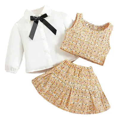 Girls New Plaid Vest & Skirt Set Small