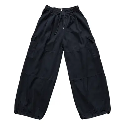 Men's Black Wide-leg Drawstring Pants Autumn Style