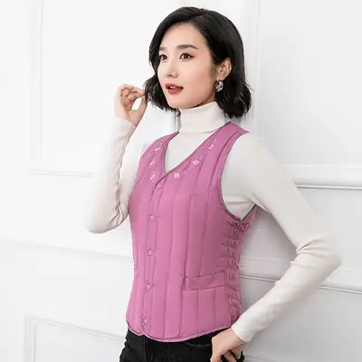 Women Red Cotton Vest Slim Fit Winter Inner Wear