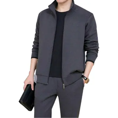 Middle-aged Sweatshirt Sportswear Set Gray Plus Size