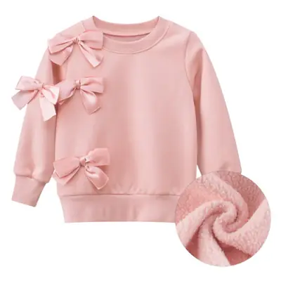 Girls Pink Bow Fleece Sweater 2024