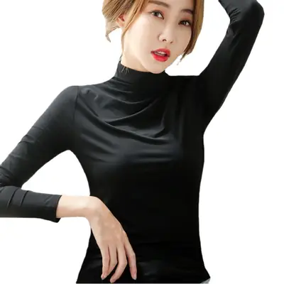 2023 Korean Style Slim Green Long Sleeve Top Shirt for Women