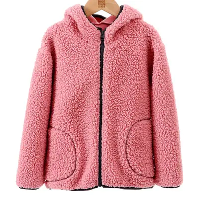 Children's Lamb Fleece Hoodie Blue Pink Winter Warm