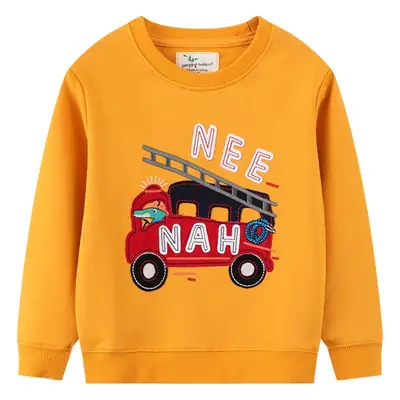 European American Cross-Border Boys Sweatshirt Orange Cartoon Excavator