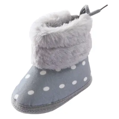 2021 New polka dot plush boots 0-1 year old baby shoes autumn and winter newborn baby shoes non-slip soft bottom toddler shoes